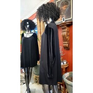 Soft Surroundings Tunic Top 2X Black Velvet Raglan Sleeve Kangaroo Pockets